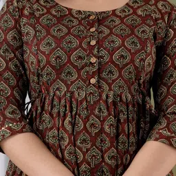 Queens Closet Women Ethnic Motifs Printed Daily Cotton Anarkali Kurta image 4