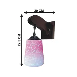 1ST TIME Pink & Pink Printed Wood Contemporary Frustum Shaped Wall Lamp image 2