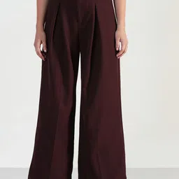 SHOWOFF Women Relaxed Loose Fit High-Rise Wrinkle Free Pleated Trousers-picture-29