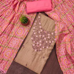 HERE&NOW Floral Embroidered Sequinned Unstitched Dress Material-picture-50