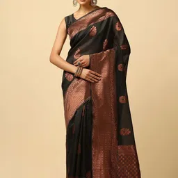 Kevami Fashion Ethnic Motifs Woven Design Kanjivaram Silk Saree with Blouse Piece-picture-38