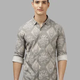 BULLMER Men Spread Collar Floral Printed Cotton Casual Shirt-image-45