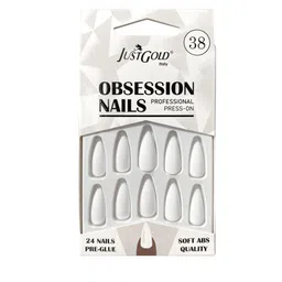 JUSTGOLD Set Of 24 Professional Obsession Press On Pre Glued Nails - White 38-image-37