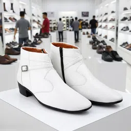 Bxxy Men Blocked Slip-on Zipper Buckle Formal Boots-picture-16