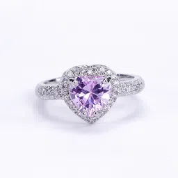 Opal Touch Rhodium-Plated Cubic Zirconia-Studded Adjustable Finger Ring image 2