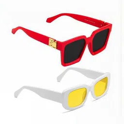 Arzonai Unisex Set of 2 UV Protected Lens Rectangle Sunglasses COMBO-2771-image-26
