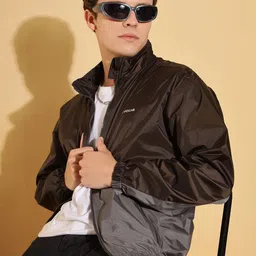 Dollar Men Mock Collar Colourblocked Casual Bomber Jacket image 4