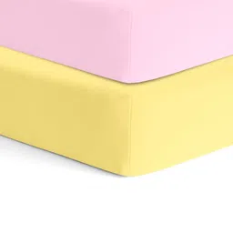 The White Cradle Pink & Yellow 120 TC Cotton 2 Crib Fitted Bedsheets-image-30
