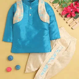 Sangria Boys Mandarin Collar Kurta & Dhoti Pants With Jacket-picture-33