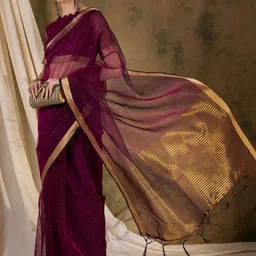 DWIJA FASHION Woven Design Sequinned Organza Saree image 5