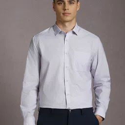 Louis Philippe Men Textured Spread Collar Formal Shirt-image-51
