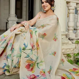 Lookmark Floral Woven Design Silk Blend Chanderi Saree image 3