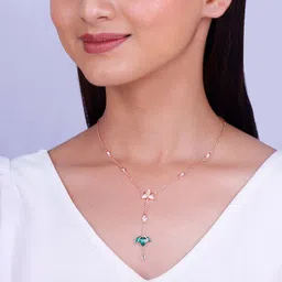 giva 925 Silver Rose Gold Trillium Treasures Lariat Necklace for Women Cubic Zirconia Rhodium Plated Sterling Silver Necklace image 3