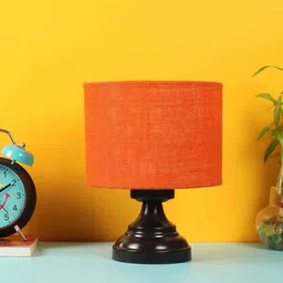 new era Basic Iron Night Lamp with Jute Shade (Black & Orange) image 2