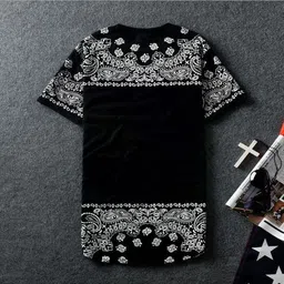 stylesmyth Women Printed Round Neck Cotton Blend Black T-Shirt-picture-22