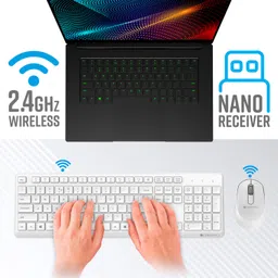 ZEBRONICS Companion 200 Wireless Combo with Silent Operation Mouse, Full Size Keyboard Wireless Standard Desktop Keyboard Compatible with Desktop, Laptop, Mac 1600 DPI, ON/Off, Power Saving Mode, 2.4GHz Nano Receiver & Plug Play Usage image 2