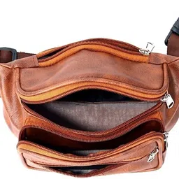 Sky Touch STYLISH PU WAIST PACK FOR MOBILE AND ACCESSORIES UNISEX WITH BELT (BROWN) UNISEX PU WAIST PACK image 2