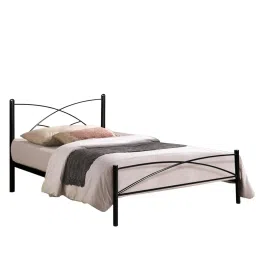 furniturekraft Berlin Metal Single Size Bed in Black Colour image 3