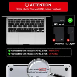 oaky MacBook Air 13 inch 2020 M1 Release Model A2179, A2337 Ultra Thin Keyboard Cover Ultra Thin Keyboard Cover, Waterproof, Dust-Proof Keyboard Protector Keyboard Skin image 2