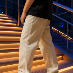 estrorax Men Straight Fit Mid Rise White Jeans image 2