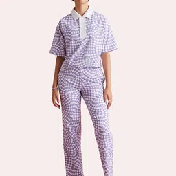Muvazo Women Geometric Printed Custom Straight Fit Cotton Trousers-image-23
