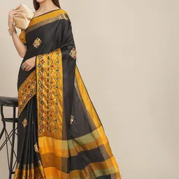 KALINI Ethnic Embroidered Sequinned Silk Cotton Saree-picture-19