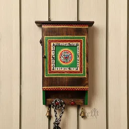 AAKRITI ART CREATIONS Brown & Green Warli In Springs Key Holder Box-image-28