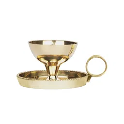 BOROSIL Mangal Diya Brass Decorative Glass Oil Lamp Tea Light Holder with Glass Chimney image 3