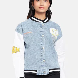 People Women Blue White Varsity Jacket-picture-30