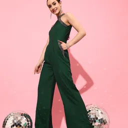 STREET 9 Green Embellished Basic Jumpsuit image 4