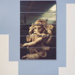 inephos Grey Wood Multiple Frames Beautiful Ganesha Statue Art Panels - Set Of 5 image 1