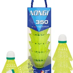 nongi 350 Plastic Badminton Shuttle Pack Of 5 For Indoor Outdoor Badminton Sports Plastic Shuttle - Yellow-picture-22
