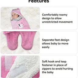 d baby home Printed Single Hooded Baby Blanket for AC Room image 2