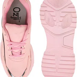 kerzl Women White & Pink Woven Design Comfort Insole Synthetic Sneakers Sneakers For Women image 5