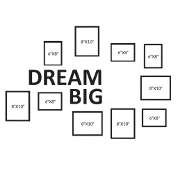 random Dream Big Plaque (Set Of 10) Black MDF Collage Photo Frames image 3