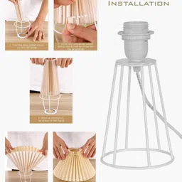 homesake Modern Pleated Table Lamp, Off-White Shade with Black Base, Warm Ambient Bedside Table Lamp image 4