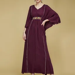 all about you V-Neck Flared Sleeves Floral Patterned Maxi Dress-image-29