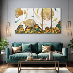 The Castle Decor White & Green 5 Pieces Printed Wall Art-image-56
