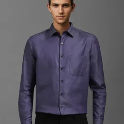 Louis Philippe Men Spread Collar Textured Cotton Slim Fit Formal Shirt-image-8