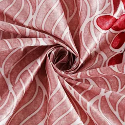 Home Sizzler Red & White Set of 2 Floral Window Curtain image 5