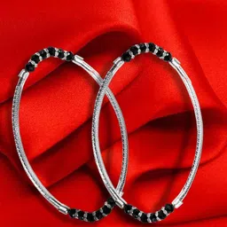 Adhvik Stainless Steel Crystals Beaded Anklet-picture-40