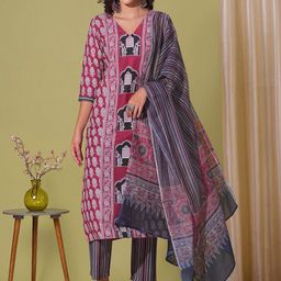 Moda Rapido Women Ethnic Motifs Printed Regular Kurta with Trousers & With Dupatta-picture-27