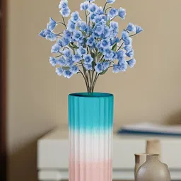 LASAKI Ayla Blue & White Textured Ceramic Flower Vase image 4