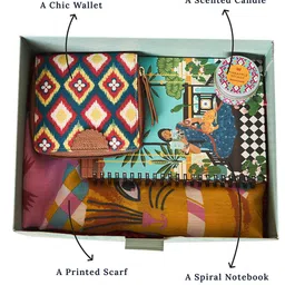 Chumbak Unisex Wallet, Candle, Scarf & Spiral Notebook Accessory Gift Set image 5