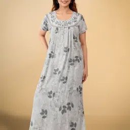 BellaMora Women Floral Embroidered Round Neck Maxi Nightdress-image-89