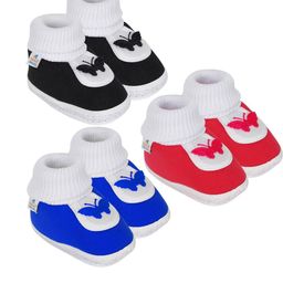 NESKA MODA 12 To 18 Months Non Slip Pack of 3 Pair Cotton Butterfly Baby Booties-picture-5