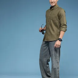 HERE&NOW Slim Fit Self Design Textured Pure Cotton Casual Shirt image 5