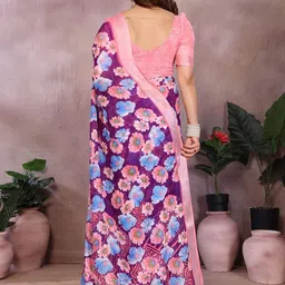 Moda Rapido Floral Printed Saree Zari With Unstitched Blouse Piece image 3