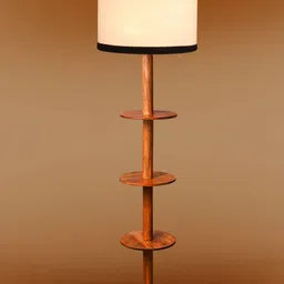 Aura White & Black Wooden Spherical-Shaped Floor Lamp image 3