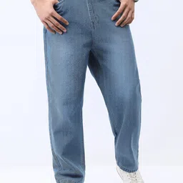 Urbano Fashion Men Loose Relaxed Fit Mid-Rise Light Fade Jeans-picture-16